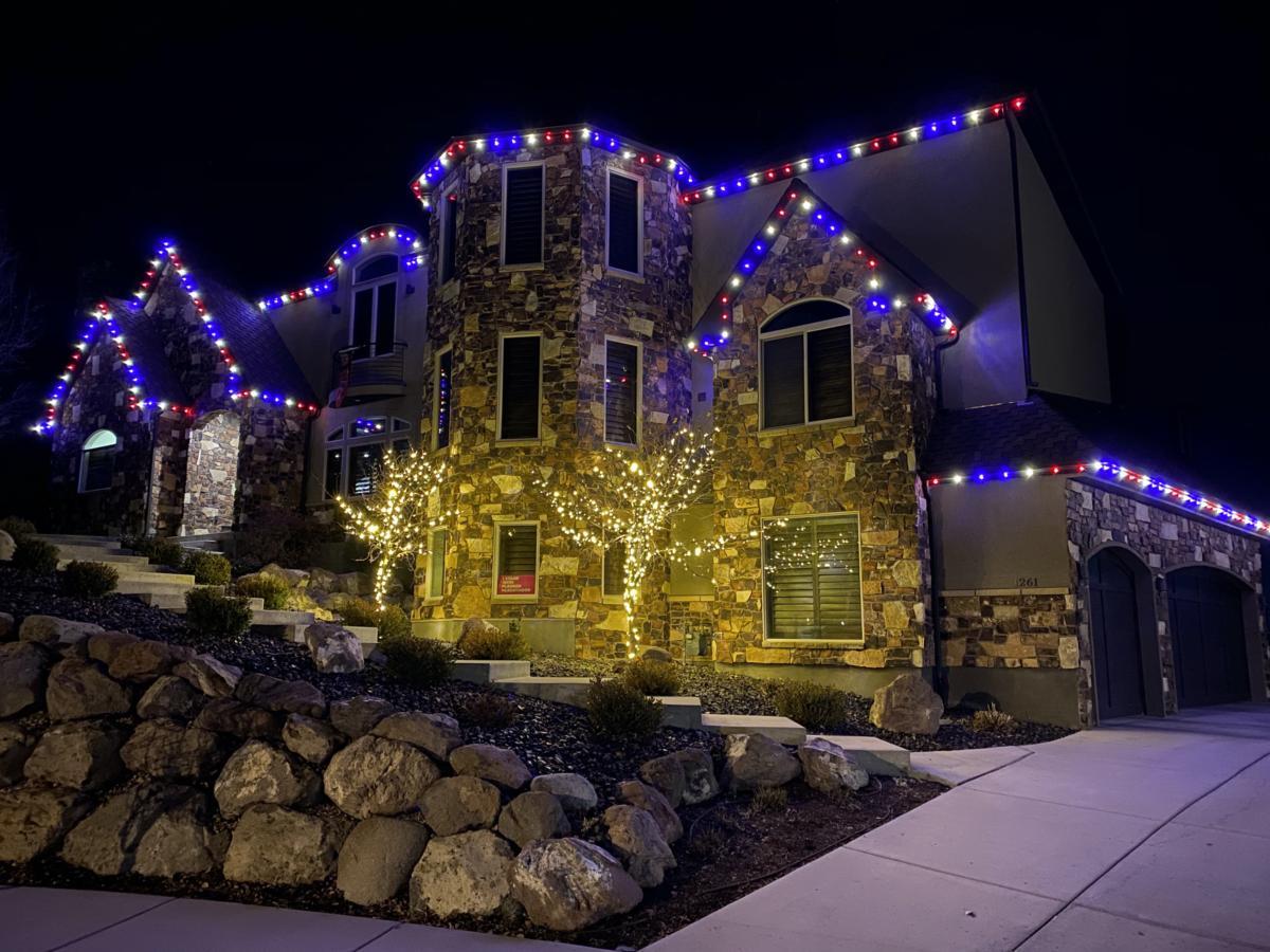 warm white and blue christmas lights